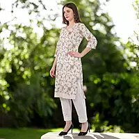 Cotton Embroidered Kurta for Women, Floral Design