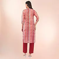 Women Red Pure Cotton Straight Printed Three-Quarter Sleeves Salwar Suit Set