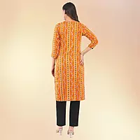 Women's Yellow Pure Cotton Straight Printed Three-Quarter Sleeves Kurta Set