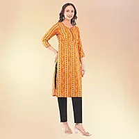 Women's Yellow Pure Cotton Straight Printed Three-Quarter Sleeves Kurta Set