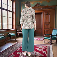 Women Multicolor Crepe Straight Above Knee Geometric Printed Salwar Suit Set