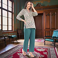 Women Multicolor Crepe Straight Above Knee Geometric Printed Salwar Suit Set