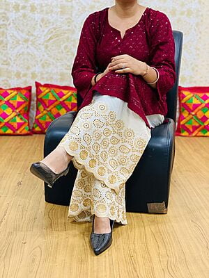 Chikan Kurti Zari Mastani-Maroon Chikan Kurti Zari Mastani-Maroon