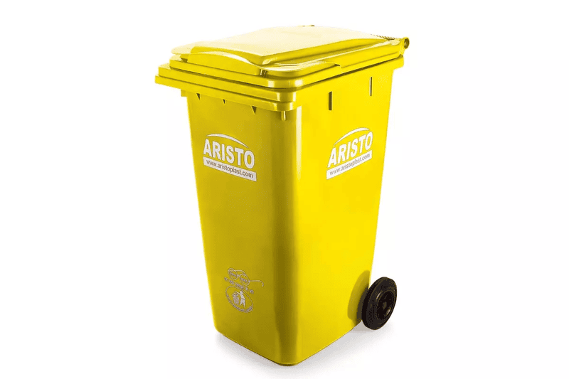 DUSTBIN-ARISTO 65LTR PEDAL BIN WITH WHEEL - YELLOW