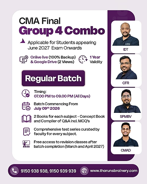 CMA Final Group 4 Combo | Regular Batch | Online Live + Recorded | June 2027 Exam