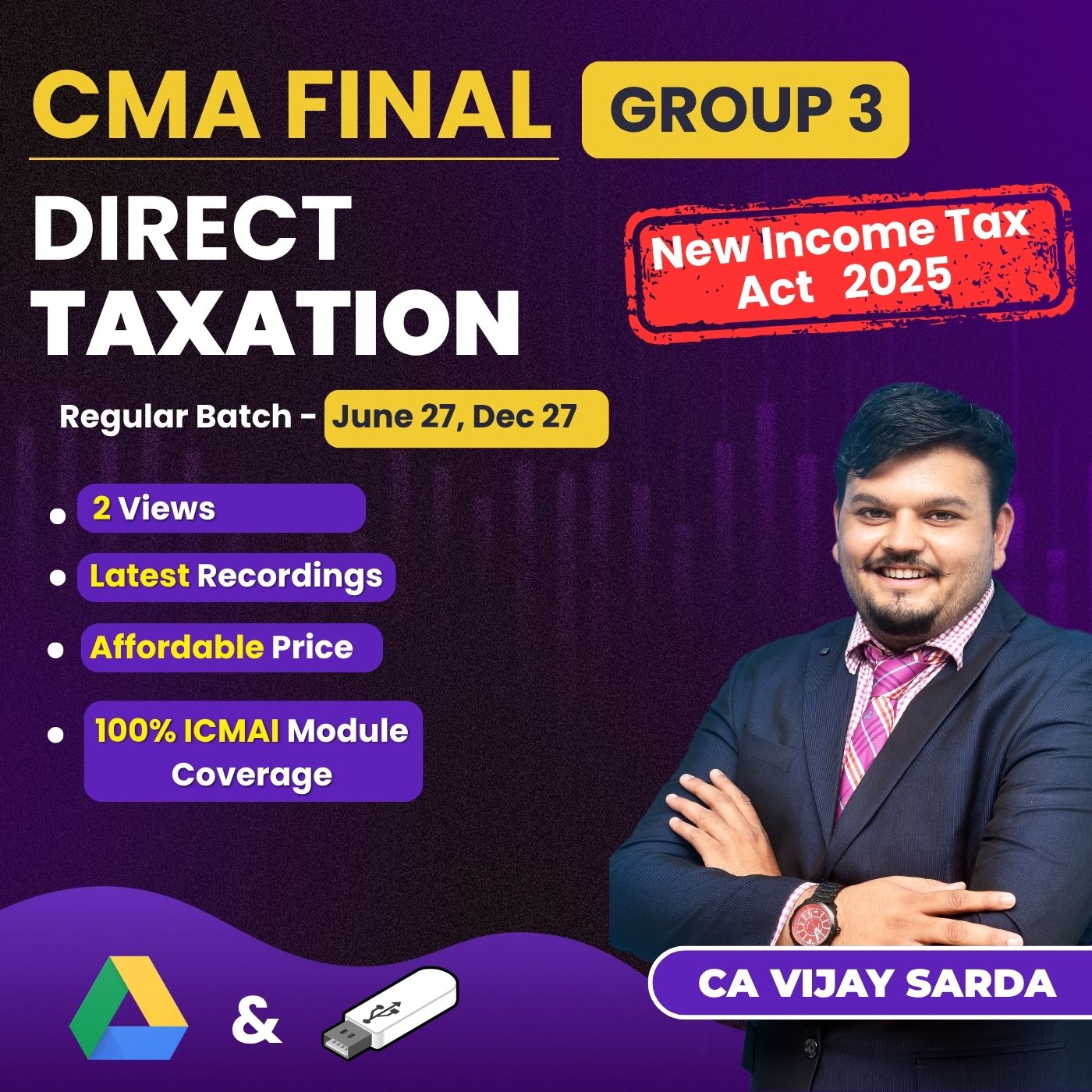 CMA Final Direct Taxation Group 3 (Income tax act 2025 updated) By CA Vijay Sarda