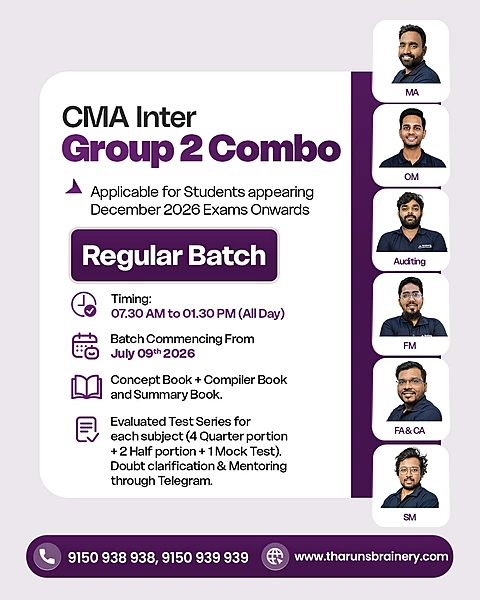 CMA Inter Group 2 Combo | Regular Batch | December 2026 & June 2027 Exam