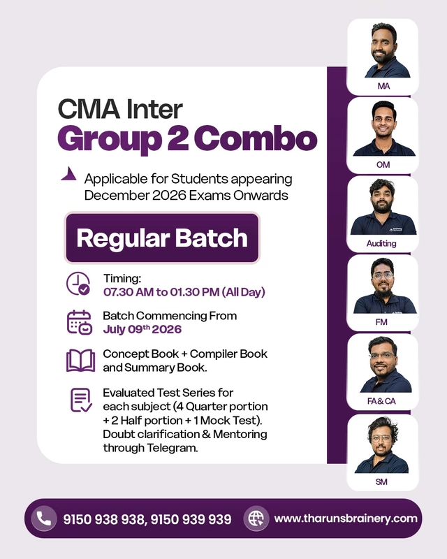 CMA Inter Group 2 Combo | Regular Batch | December 2026 & June 2027 Exam