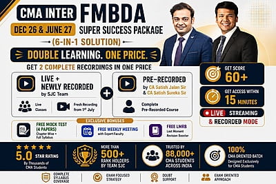 CMA Inter FMDA For Dec 26 & June 27 – Super Success Package of 6 Solution in 1 Combo - Aim 60+ Marks - By SJC Institute CMA Inter FMDA For Dec 26 & June 27 – Super Success Package of 6 Solution in 1 Combo - Aim 60+ Marks - By SJC Institute