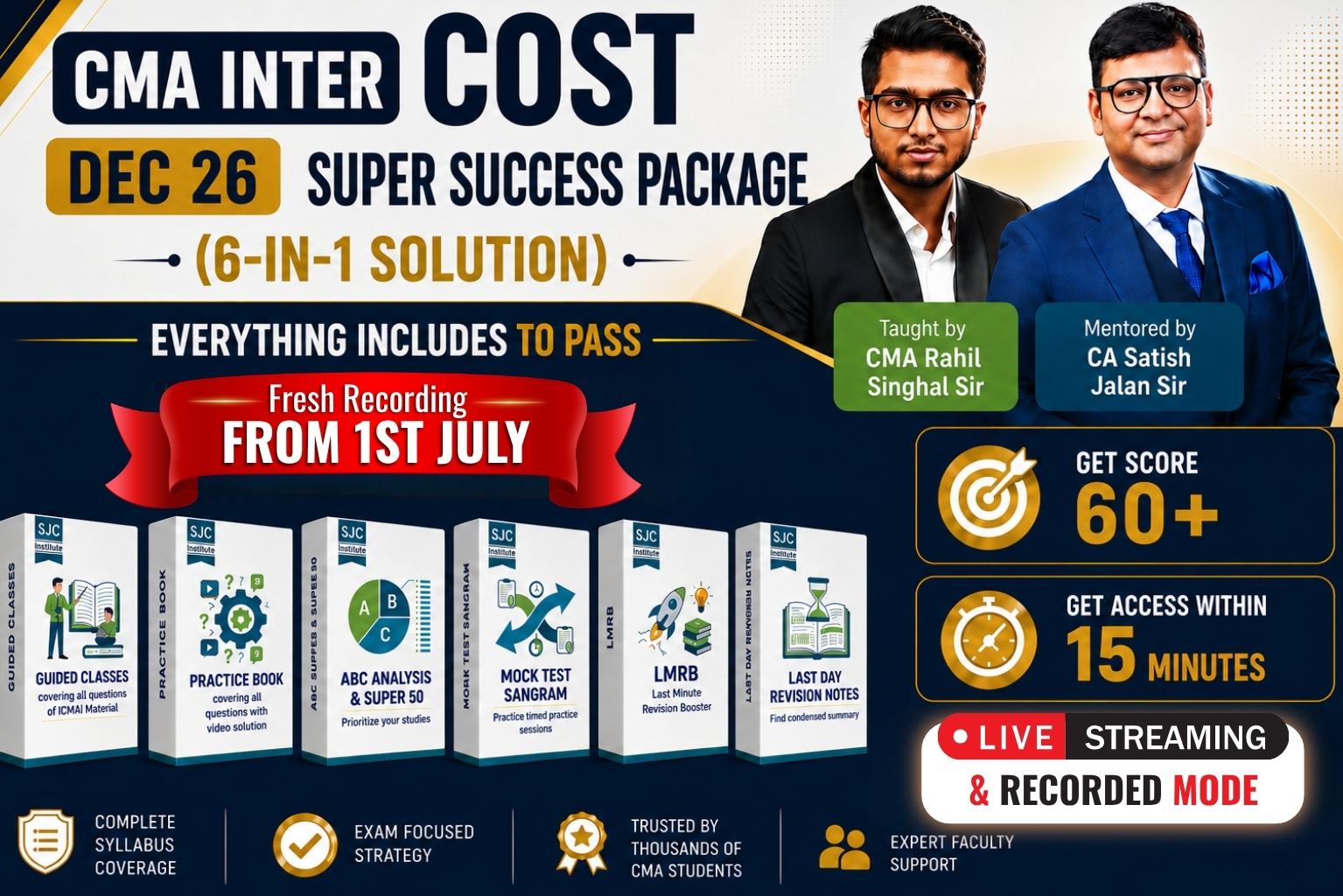 CMA Inter Cost Accounting Dec 26 – Super Success Package of 6 Solution in 1 Combo - Aim 60+ Marks - Mentored by CA Satish Jalan Sir & Taught by AIR CMA Rahil Singhal CMA Inter Cost Accounting Dec 26 – Super Success Package of 6 Solution in 1 Combo - Aim 60+ Marks - Mentored by CA Satish Jalan Sir & Taught by AIR CMA Rahil Singhal