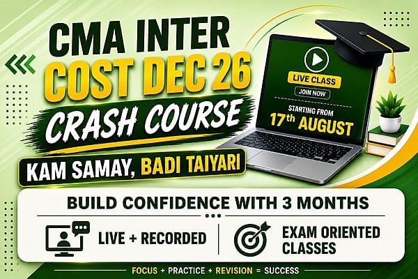 CMA Inter Cost Accounting Crash Course for Dec 26