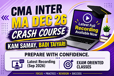 CMA Inter MA Crash Course By CA Satish Jalan for Dec 26 CMA Inter MA Crash Course By CA Satish Jalan for Dec 26