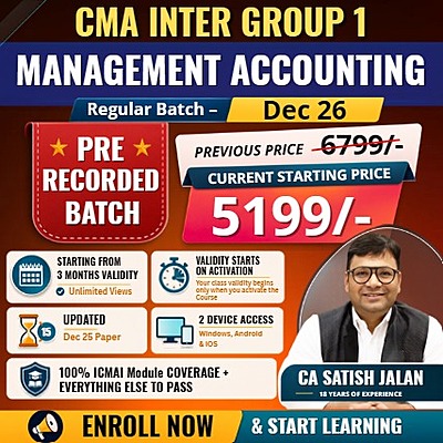 CMA Inter Management Accounting (Group 2) By CA Satish Jalan CMA Inter Management Accounting (Group 2) By CA Satish Jalan