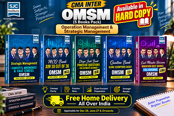 CMA Inter OMSM Combo Hard Copy Book Set (MCQ Bank + Q. Bank + DJB + LMR + Concepts & Case Studies) by SJC Team CMA Inter OMSM Combo Hard Copy Book Set (MCQ Bank + Q. Bank + DJB + LMR + Concepts & Case Studies) by SJC Team