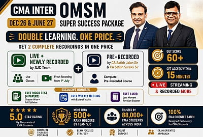 CMA Inter OMSM Latest Batch For Dec 26 & June 27 By SJC Team - Build to make you Pass CMA Inter OMSM Latest Batch For Dec 26 & June 27 By SJC Team - Build to make you Pass