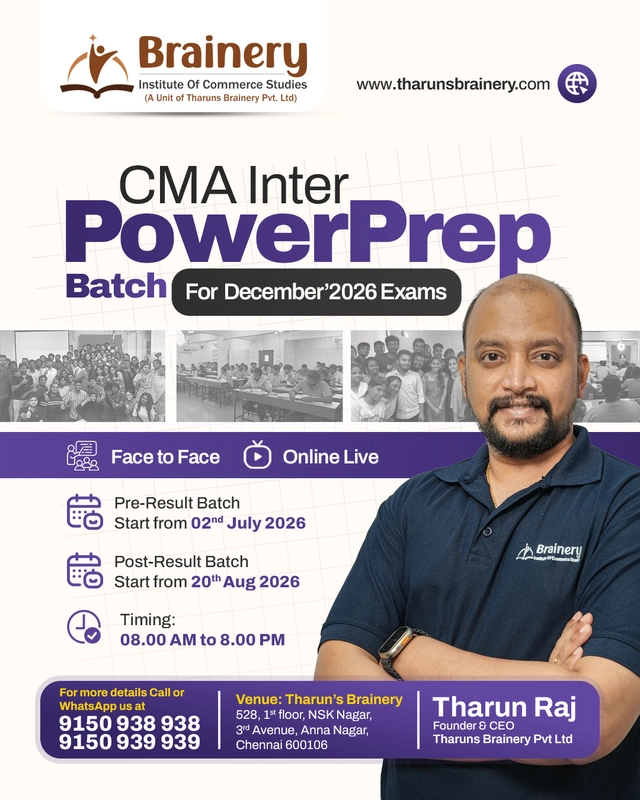CMA Inter Powerprep Batch – June 26 & Dec 26 Exam