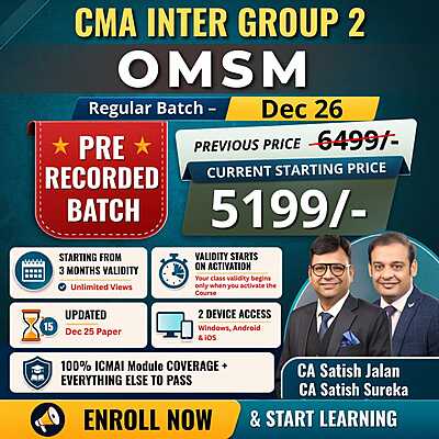 CMA Inter OM & SM (Group 2) By CA Satish Jalan & CA Satish Sureka