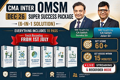 CMA Inter OMSM Dec 26 – Super Success Package of 6 Solution in 1 Combo - Aim 60+ Marks - OM Taught by CA Satish Jalan Sir & SM Taught by CA Satish Sureka