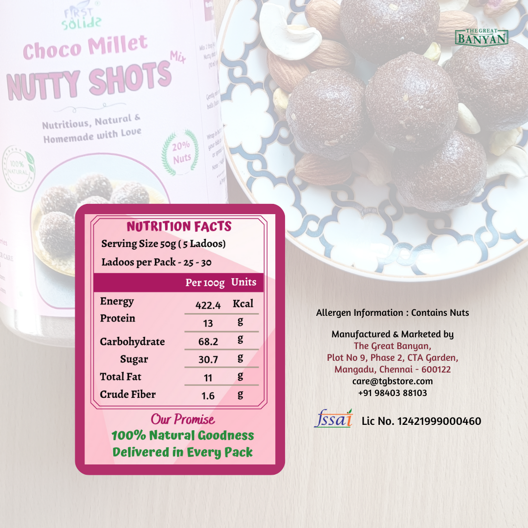 First Solids Choco Millet Nutty Shots 300g - Instant No Cook Ladoo Mix