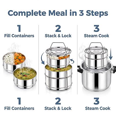 Expresso Stainless Steel Cooker Separator Set for Prestige Outer Lid Pressure Cooker
