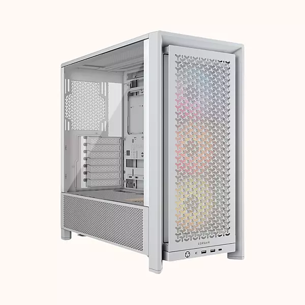 CORSAIR 4000D RS ARGB Mid-Tower PC Case, White, 3x ARGB Fans-â€ŽCC-9011297-WW