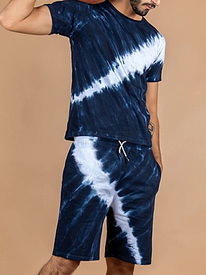 Navy blue Tie and dye T-shirt and  Shorts