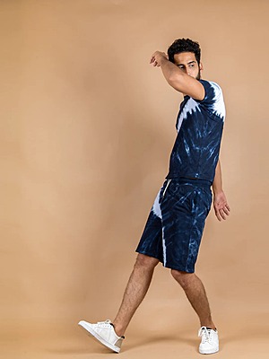 Navy blue Tie and dye T-shirt and  Shorts