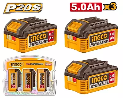 INGCO 3 Pcs Lithium-Ion Battery Kit COSLI251198 (5.0A) INGCO 3 Pcs Lithium-Ion Battery Kit COSLI251198 (5.0A)