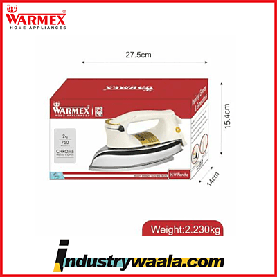 Warmex Plancha Dry Iron Heavy Weight Ivory and Chrome 750 Watts