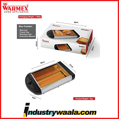 Warmex Toasty 600 Watts Stainless Steel 4 Slices Flat Bread Toaster With Removable Crumb Tray