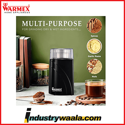 Warmex Dry & Wet Grinder with Safety Lock System and Transparent Window Lid 2 Jars 90gm DWG 09 Black 200W