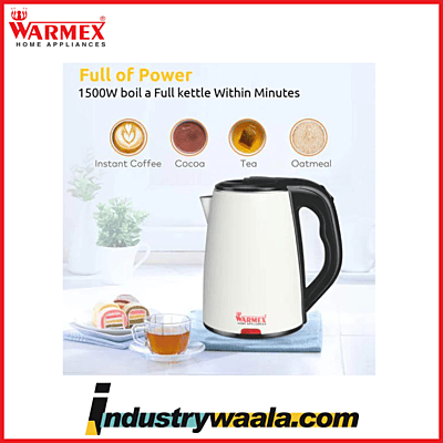 Warmex Home Appliances Boil & Serve 99 1500 Watts Double Wall Inner Body Stainless Steel Electric Kettle 1.8 L White