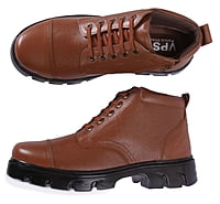 VPSC Pure Leather Ankle Police Boot with Zip Boots For Men (Model- Hi-Tech-Brown)
