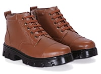 VPSC Pure Leather Ankle Police Boot with Zip Boots For Men (Model- Hi-Tech-Brown)