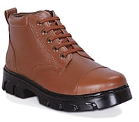 VPSC Pure Leather Ankle Police Boot with Zip Boots For Men (Model- Hi-Tech-Brown)