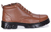 VPSC Pure Leather Ankle Police Boot with Zip Boots For Men (Model- Hi-Tech-Brown)