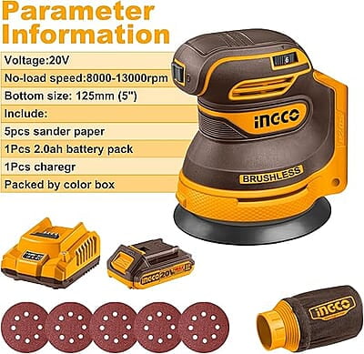 INGCO Lithium-Ion Cordless Random Orbit Sander CROSLI20021