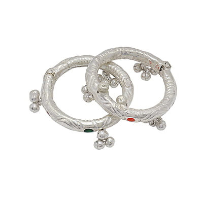 Silver Baby Anklet ( Thanda Kolusu with Salangai )