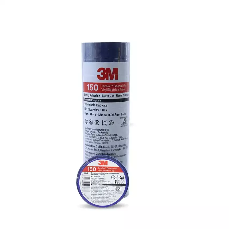 3M Temflex 150 Vinyl Electrical Insulation Tape - Size 18mmx6 Mtr MULTICOLOUR