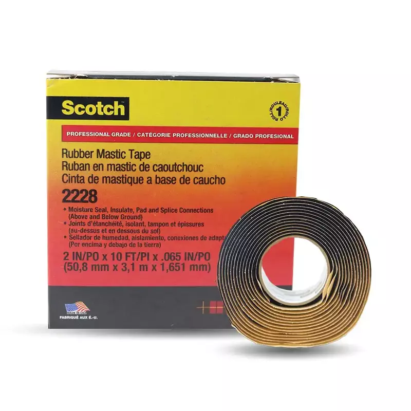 3M Scotch Rubber Mastic Tape 2228, Size : 2 In x 10Ft (50.8mm x 3.8m) – Mastic Tape for Insulation