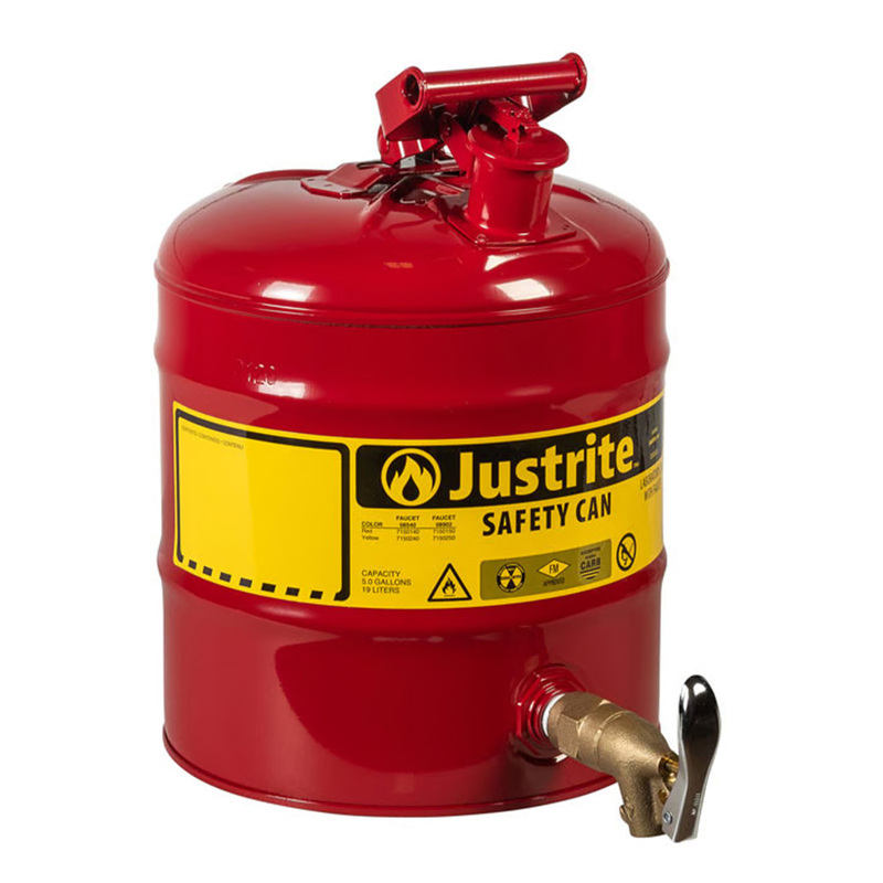 JUSTRITE 7150150 - 5 Gallon Safety Dispensing Can RED For Laboratories with tap 08902