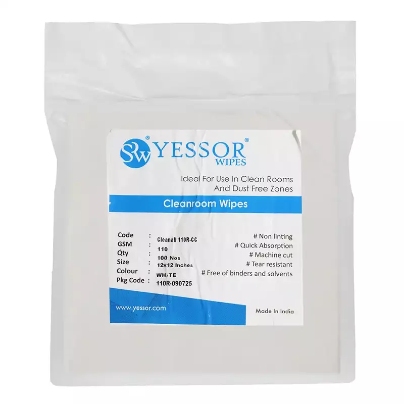 Yessor Wipes | Lint Free Cloth | 110GSM | Colour : White | Size : 9" x 9" | Model - 110R