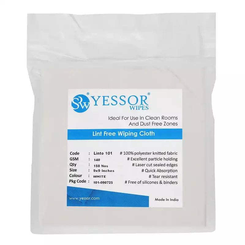 Yessor Wipes | Lint Free Cloth | 140GSM | Colour : White | Model - 101