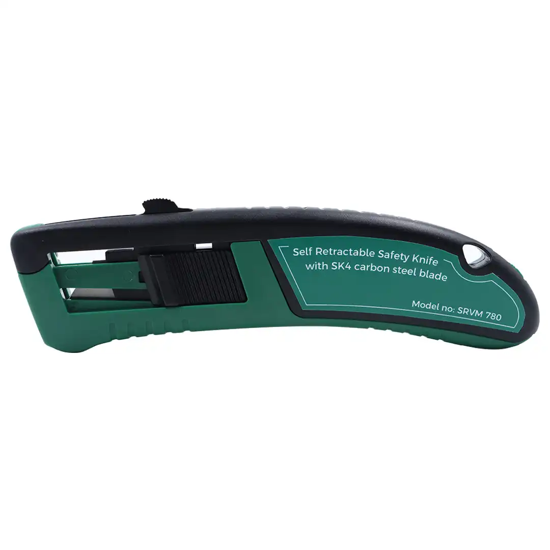 Sarvam SRVM 780 | Safety Knife | Self Retractable | ABS plastic with Blade | Box of 6 no’s knife & 18 spare blade Sarvam SRVM 780 | Safety Knife | Self Retractable | ABS plastic with Blade | Box of 6 no’s knife & 18 spare blade