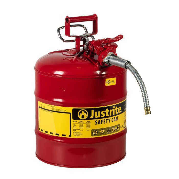 JUSTRITE - 7250120 - 5 GAL TYPE II RED SAFETY CAN WITH HOSE
