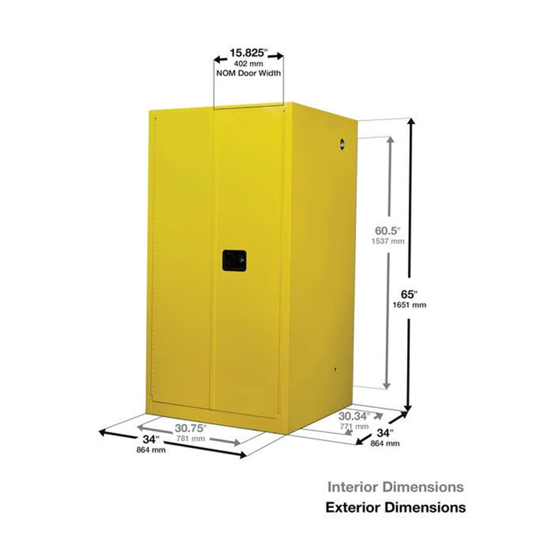 JUSTRITE 8960001  Safety Cabinet 60Gal Manual Closing Double Door with 2 Shelves