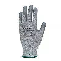 Karam Safety Gloves | 13GG HPPE/Glass | TDM-Level D shell with PU Palm coated glove | 4X42D | Model: HS62