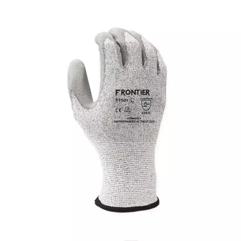 Karam Gloves Valpro Ranger | Frontier-Cut Resistant | 13gg Nylon/Glass with Grey | PU Coating On Palm | Model: FT501