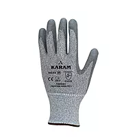 Karam Safety Gloves | 13GG HPPE/Glass | TDM-Level B shell with PU Palm coated glove | 4342B | Model: HS44