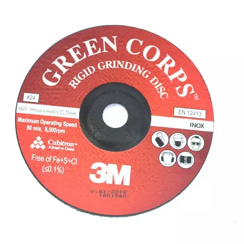 3M Abrasive Green Corps Rigid grinding disc - Size : 180mm x 6mm x 22.23mm - 7 thick